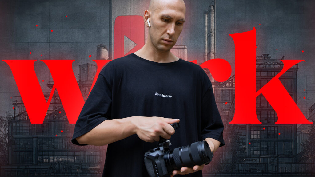 A content creator in front of Fabric with a YouTube logo
